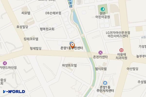 아산시청 온양1동사무소 위치 지도 — 충청남도 아산시 시민로409번길 10-6