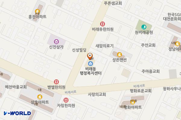 비래동행정복지센터 위치 지도 — 대전광역시 대덕구 비래동로 10