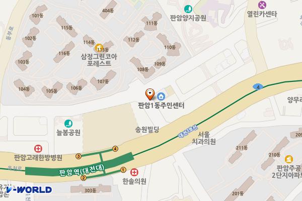 판암1동행정복지센터 위치 지도 — 대전광역시 동구 옥천로 157-7