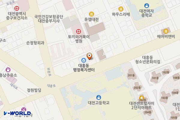 대흥동행정복지센터 위치 지도 — 대전광역시 중구 대흥로 중구문화원 3층