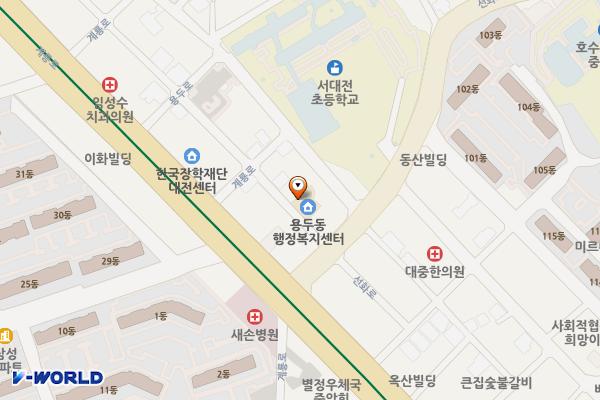 용두동행정복지센터 위치 지도 — 대전광역시 중구 동서대로1322번길 111