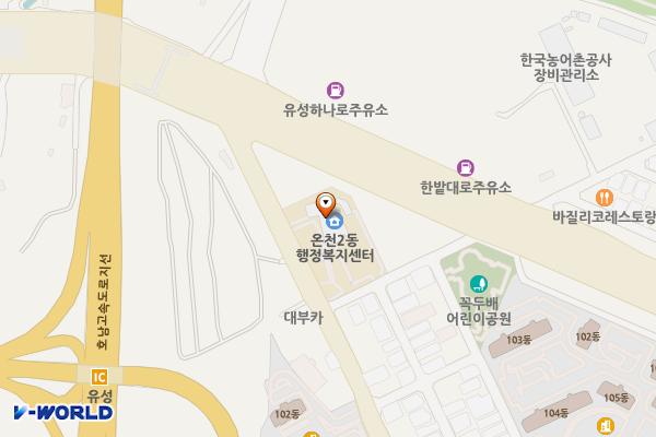 온천2동행정복지센터 위치 지도 — 대전광역시 유성구 장대로 120
