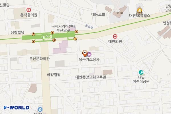 대연1동 행정복지센터 위치 지도 — 부산광역시 남구 유엔평화로 24