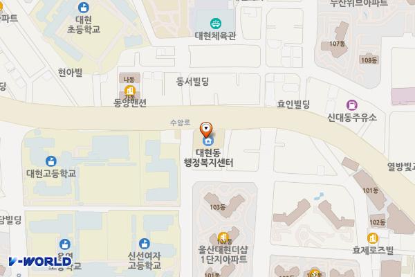 대현동행정복지센터 위치 지도 — 울산광역시 남구 수암로 182