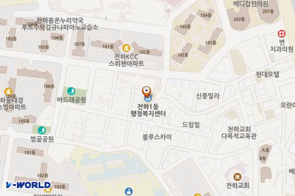 전하1동행정복지센터 위치 지도 — 울산광역시 동구 바드래3길 55