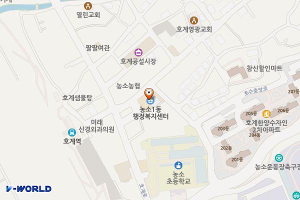 농소1동행정복지센터 위치 지도 — 울산광역시 북구 호계2길 10