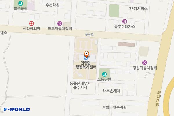 언양읍사무소 위치 지도 — 울산광역시 울주군 언양읍 동문길21