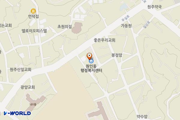 원인동행정복지센터(원주시) 위치 지도 — 강원특별자치도 원주시 무실로 63