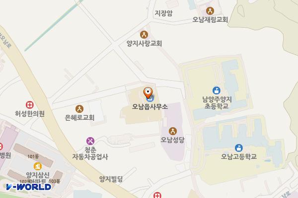 남양주시 오남읍사무소 위치 지도 — 경기도 남양주시 오남읍 진건오남로 806-34