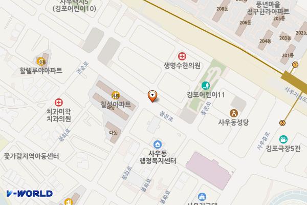 김포시 사우동사무소 위치 지도 — 경기도 김포시 돌문로 51