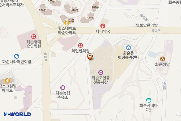 화순고인돌시장주차장 위치 지도 — 전남광주통합특별시 화순군 화순읍 시장길 44