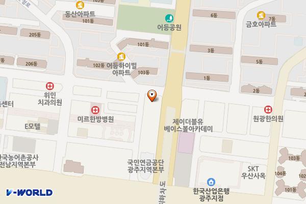 메디컬G플레이스빌딩 위치 지도 — 전남광주통합특별시 광산구 사암로 211