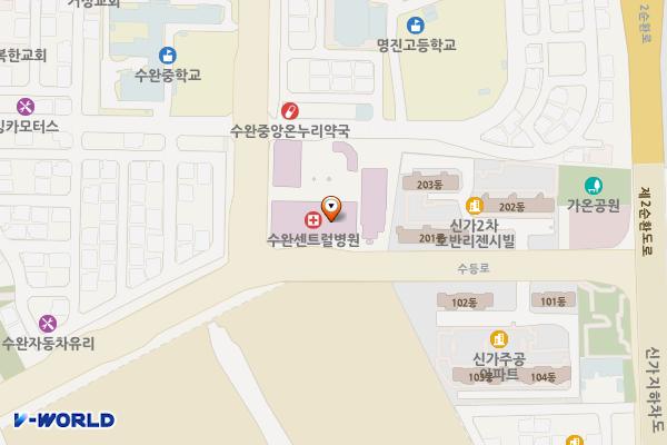 광주센트럴병원(D동) 위치 지도 — 전남광주통합특별시 광산구 수완로 6
