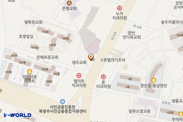 아이콤타워 상가자치위원회 위치 지도 — 전남광주통합특별시 북구 하서로 427