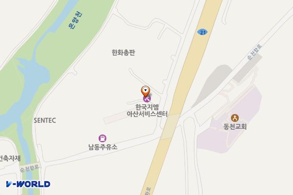 한국지엠아산서비스센터 위치 지도 — 충청남도 아산시 온천대로1794번길 120