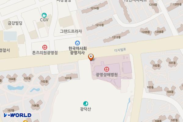 광명성애병원 위치 지도 — 경기도 광명시 디지털로 36
