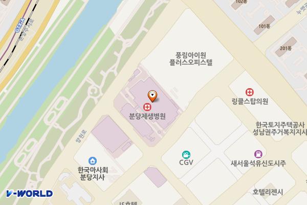 대진의료재단분당제생병원본관 위치 지도 — 경기도 성남시 분당구 서현로180번길 20