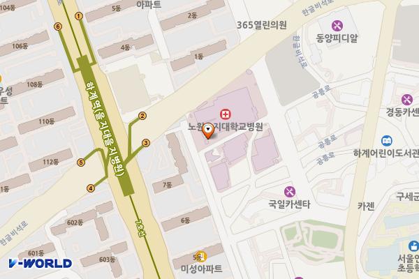 노원을지대학교병원 위치 지도 — 서울특별시 노원구 한글비석로 68