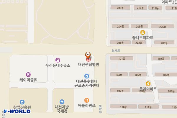 대전센텀병원 위치 지도 — 대전광역시 서구 청사로 234