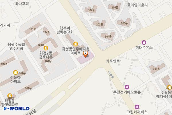 미래로21병원 위치 지도 — 전남광주통합특별시 서구 화운로 1 (화정동)