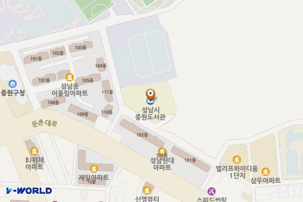 경기 성남시 중원도서관 위치 지도 — 경기도 성남시 중원구 원터로17번길 46