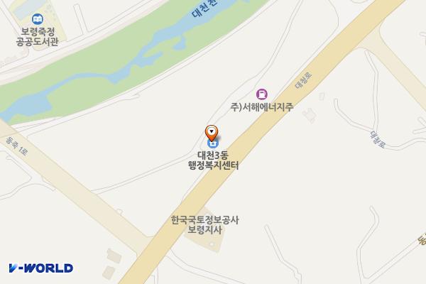 대천3동행정복지센터 위치 지도 — 충청남도 보령시 대청로 167