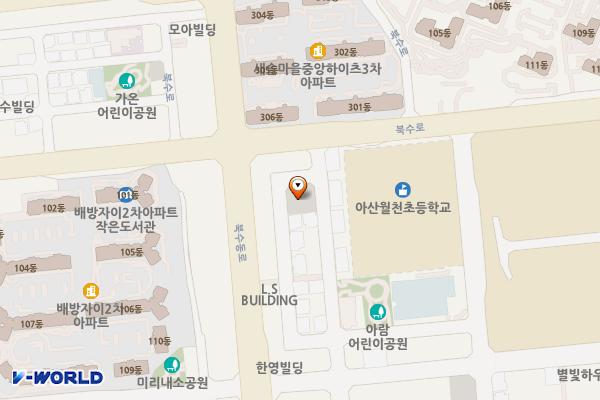 배방읍 북수리 제6공영주차장 위치 지도 — 충청남도 아산시 배방읍 북수리 1555