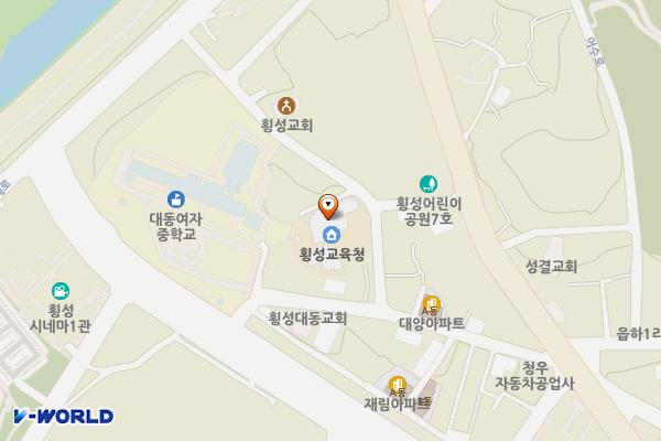 횡성교육지원청 위치 지도 — 강원특별자치도 횡성군 횡성읍 한우로242번길 9