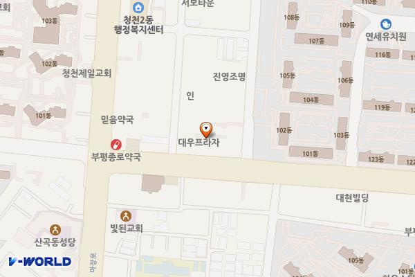 부평대우프라자 위치 지도 — 인천광역시 부평구 세월천로 34
