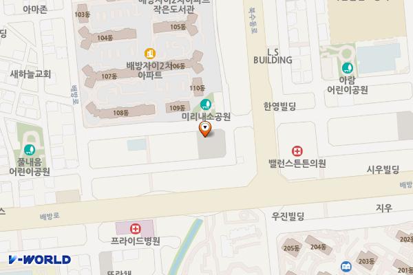 배방읍 북수리 제2공영주차장 위치 지도 — 충청남도 아산시 배방읍 북수리 1672