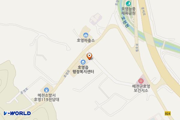 호명면행정복지센터 위치 지도 — 경상북도 예천군 호명면 오천길 2