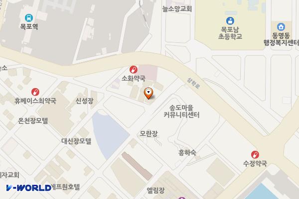대양파크모텔 위치 지도 — 전남광주통합특별시 목포시 삼학로18번길 17