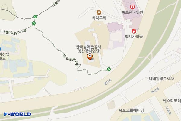 한국농어촌공사영산강사업단 위치 지도 — 전남광주통합특별시 목포시 영산로 463