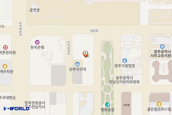 BMW차징스테이션 제갈량비즈타워 위치 지도 — 전남광주통합특별시 서구 상무연하로 112
