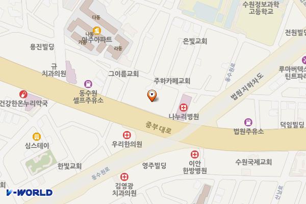 본메디타워 위치 지도 — 경기도 수원시 영통구 중부대로 293-3 (원천동)