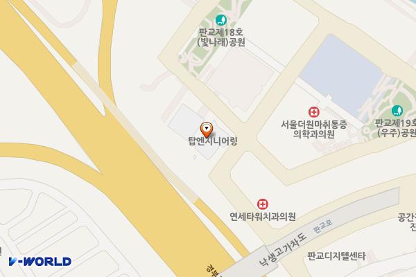 탑엔지니어링판교 위치 지도 — 경기도 성남시 분당구 판교로255번길 74