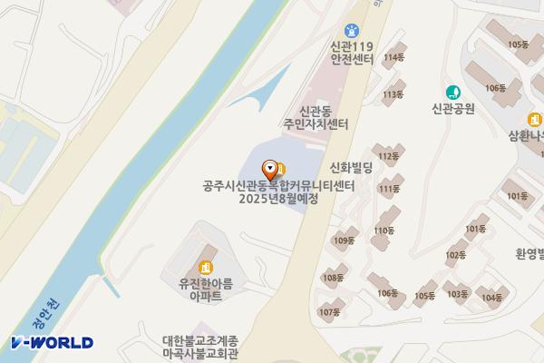 공주시 복합커뮤니티센터 위치 지도 — 충청남도 공주시 의당로 21