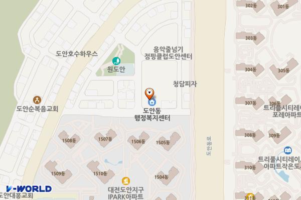 도안동행정복지센터 위치 지도 — 대전광역시 서구 원도안로242번길 33