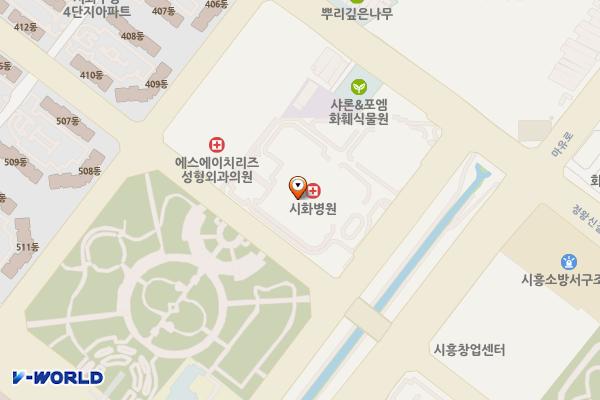남촌의료재단시화병원 위치 지도 — 경기도 시흥시 군자천로 381