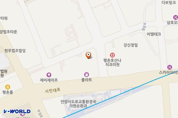 대명글로벌비즈스퀘어 위치 지도 — 경기도 안양시 동안구 시민대로327번길 7