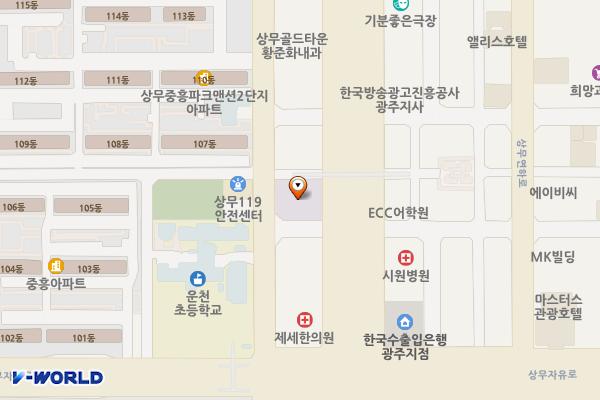 상무주차빌딩 위치 지도 — 전남광주통합특별시 서구 상무중앙로 71
