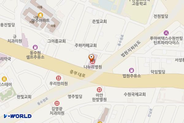 수원나누리병원 위치 지도 — 경기도 수원시 영통구 중부대로 295