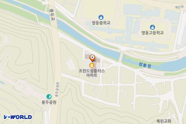영동고뒤하상주차장 위치 지도 — 충청북도 영동군 영동읍 매천리 81-1