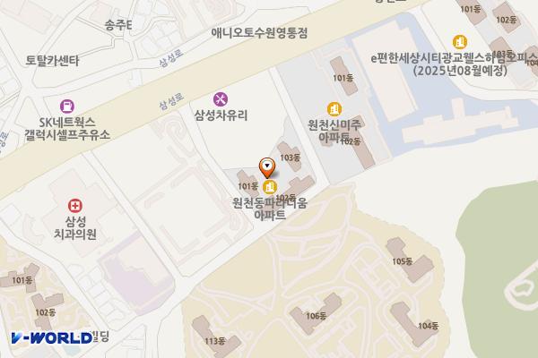 신동아파라디움오피스텔 위치 지도 — 경기도 수원시 영통구 삼성로292번길 25