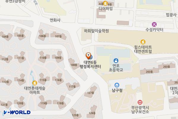 대연6동행정복지센터 위치 지도 — 부산광역시 남구 못골로 13