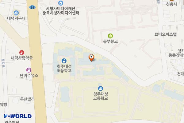 충북 청주시 청주대성고등학교 위치 지도 — 충청북도 청주시 청원구 대성로300번길 18