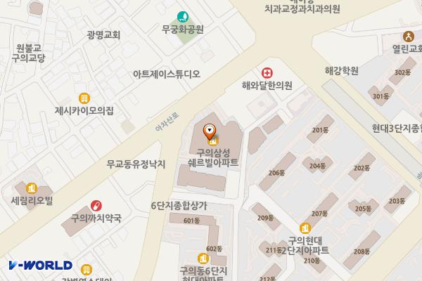 서울 광진구 구의삼성쉐르빌상가 위치 지도 — 서울특별시 광진구 구의강변로 106