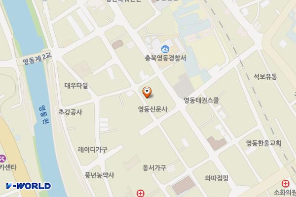 영산동 제2공영주차장 위치 지도 — 충청북도 영동군 영동읍 계산리 563-1