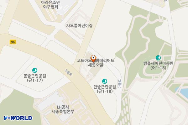 세종시 코트야드바이메리어트세종호텔 위치 지도 — 세종특별자치시 다솜3로 6