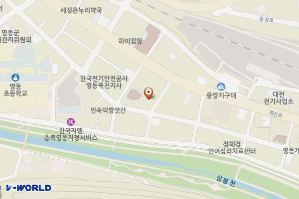 계산동 제1공영주차장 위치 지도 — 충청북도 영동군 영동읍 계산리 662-10